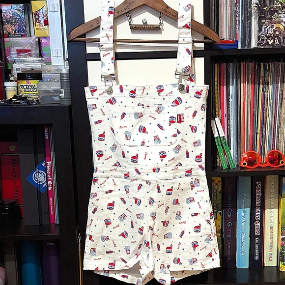 *RARE* AYMMY IN THE BATTY GIRLS JUNK PATTERNED OVERALLS - US S - Picture 1 of 6